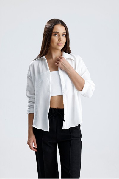 Mitsoli Kadın Oversize Alt Üst Takım – Gömlek ve Lastikli Pantolon İkili Set